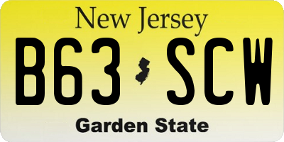 NJ license plate B63SCW
