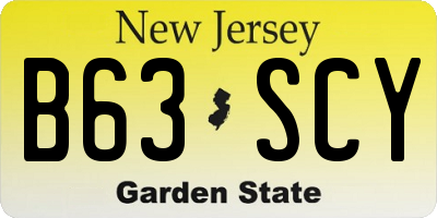 NJ license plate B63SCY