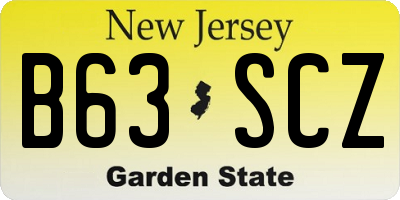 NJ license plate B63SCZ