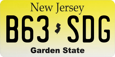 NJ license plate B63SDG