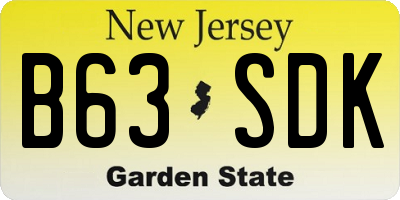 NJ license plate B63SDK