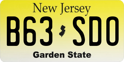NJ license plate B63SDO