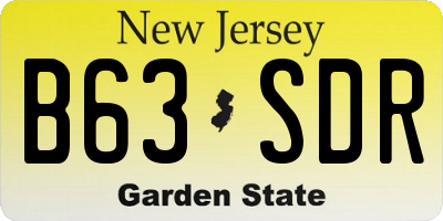 NJ license plate B63SDR