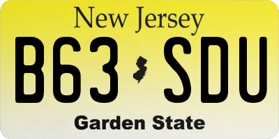 NJ license plate B63SDU