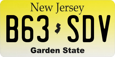 NJ license plate B63SDV
