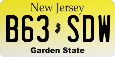 NJ license plate B63SDW