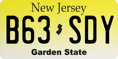 NJ license plate B63SDY