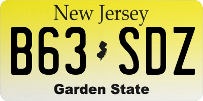 NJ license plate B63SDZ