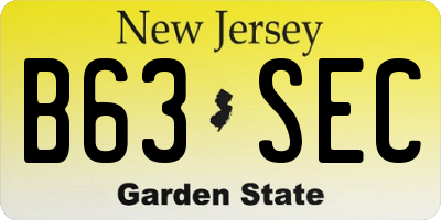 NJ license plate B63SEC