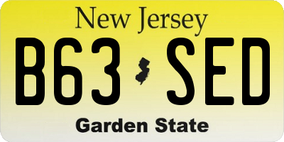 NJ license plate B63SED