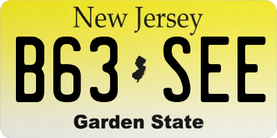 NJ license plate B63SEE