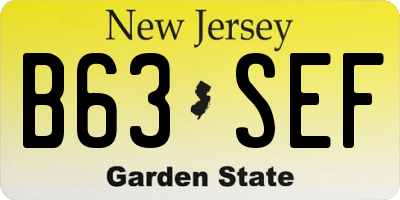 NJ license plate B63SEF