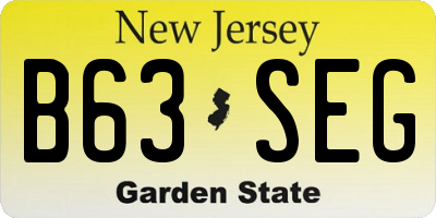 NJ license plate B63SEG