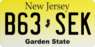 NJ license plate B63SEK