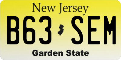 NJ license plate B63SEM
