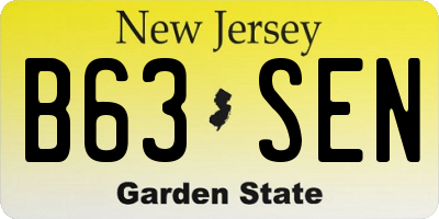 NJ license plate B63SEN