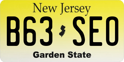 NJ license plate B63SEO