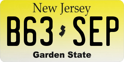 NJ license plate B63SEP