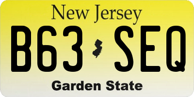 NJ license plate B63SEQ