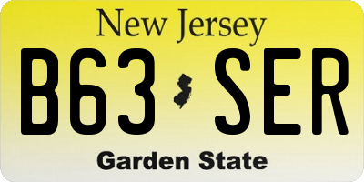 NJ license plate B63SER