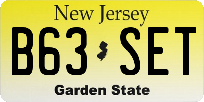 NJ license plate B63SET