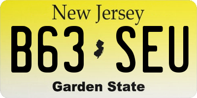NJ license plate B63SEU
