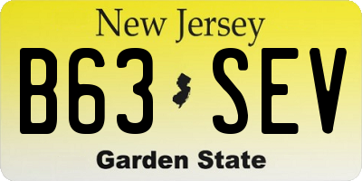 NJ license plate B63SEV