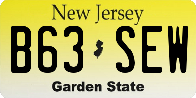 NJ license plate B63SEW