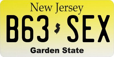 NJ license plate B63SEX