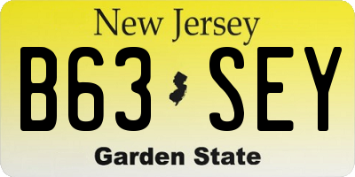 NJ license plate B63SEY