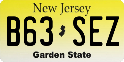 NJ license plate B63SEZ