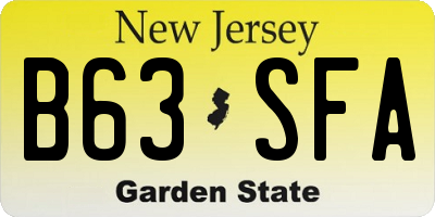NJ license plate B63SFA