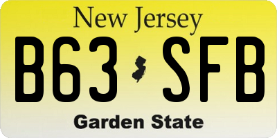 NJ license plate B63SFB