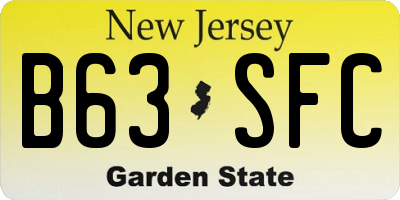 NJ license plate B63SFC