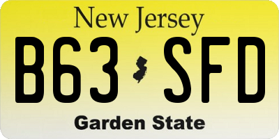 NJ license plate B63SFD
