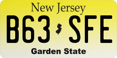 NJ license plate B63SFE