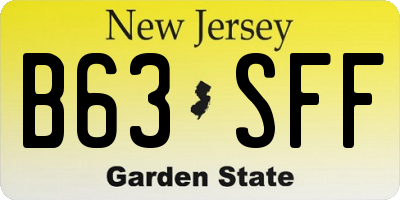 NJ license plate B63SFF