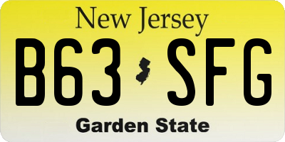 NJ license plate B63SFG