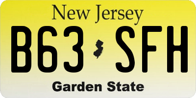 NJ license plate B63SFH