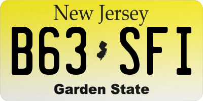 NJ license plate B63SFI