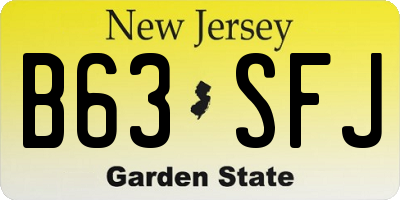 NJ license plate B63SFJ