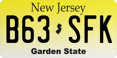 NJ license plate B63SFK