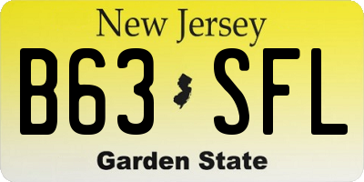 NJ license plate B63SFL