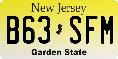 NJ license plate B63SFM