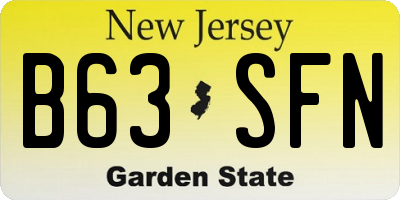 NJ license plate B63SFN