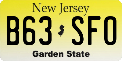 NJ license plate B63SFO