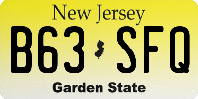 NJ license plate B63SFQ