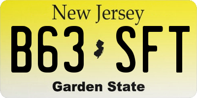 NJ license plate B63SFT