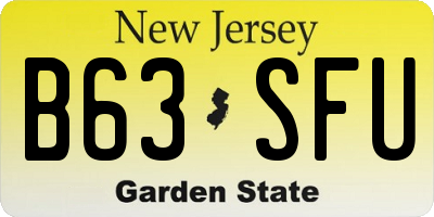 NJ license plate B63SFU