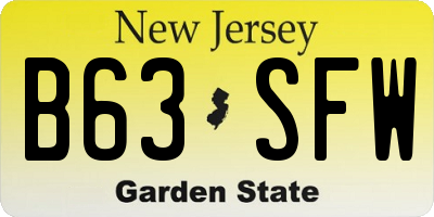 NJ license plate B63SFW